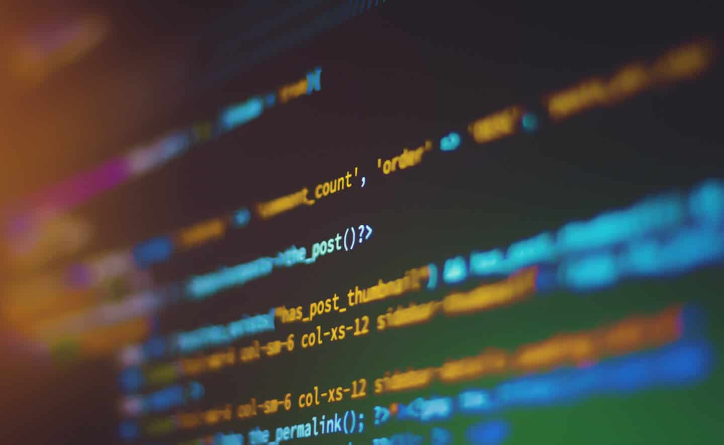 HTML PHP code close up